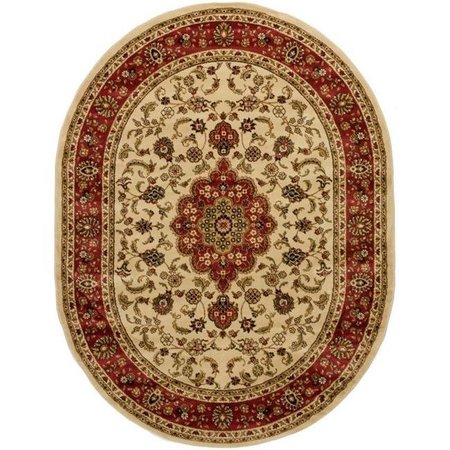 WELL WOVEN Well Woven 54102-6O Medallion Kashan Traditional Oval Rug; Ivory - 6 ft. 7 in. x 9 ft. 6 in. 54102-6O